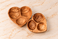Set of 2 Heart-Shaped 3-Compartment Appetizer Dishes