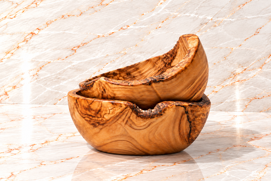 Rustic olive wood bowls - individually and in a set of 2