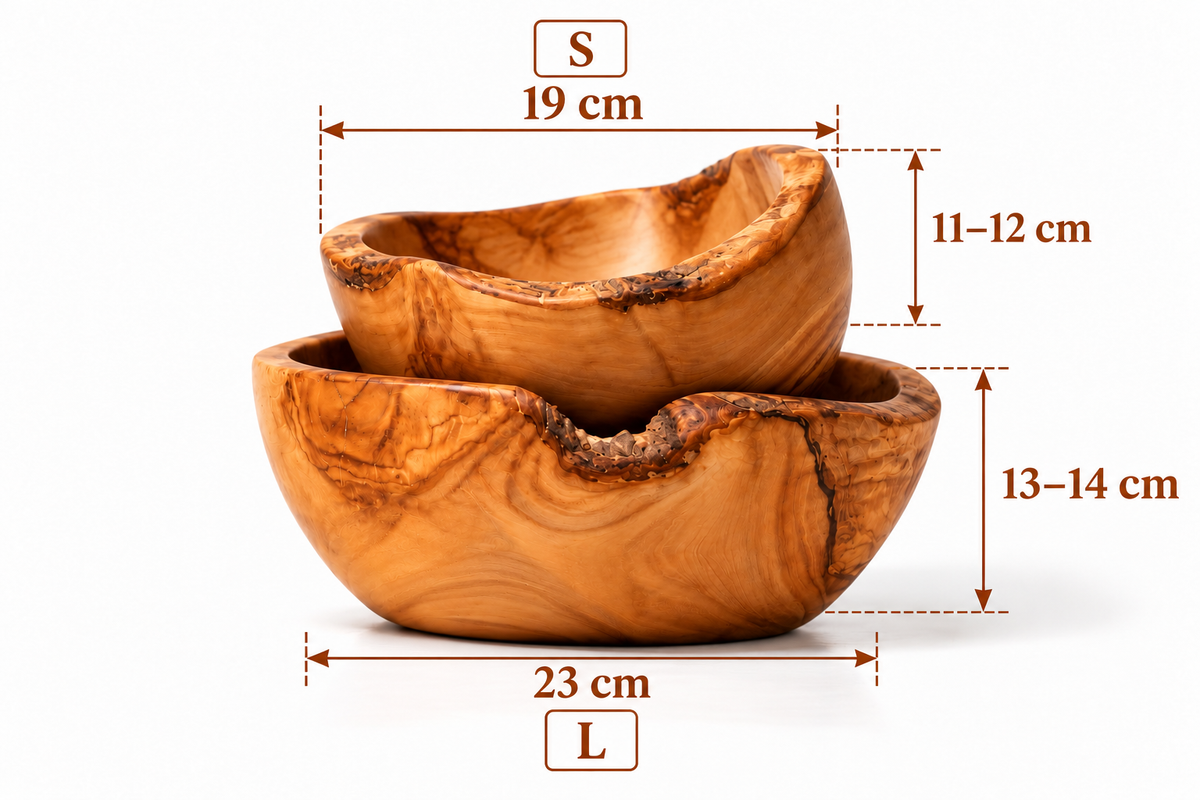 Rustic olive wood bowls - individually and in a set of 2