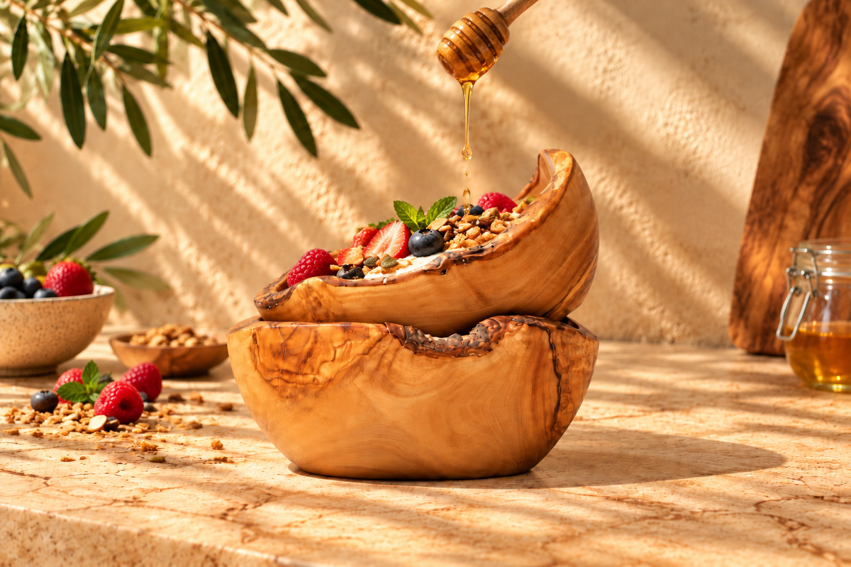 Rustic olive wood bowls - individually and in a set of 2