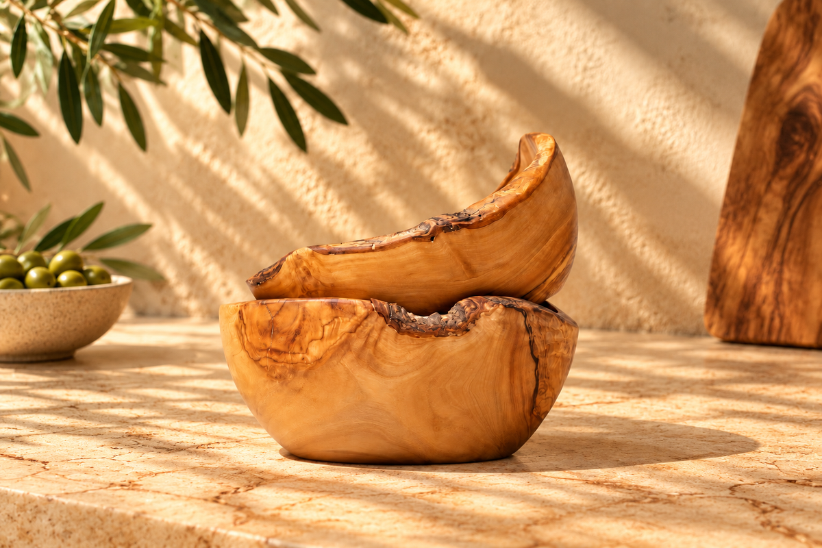 Rustic olive wood bowls - individually and in a set of 2